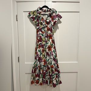Roller Rabbit Ondine Dress Floral Ruffle Maxi SZ Small